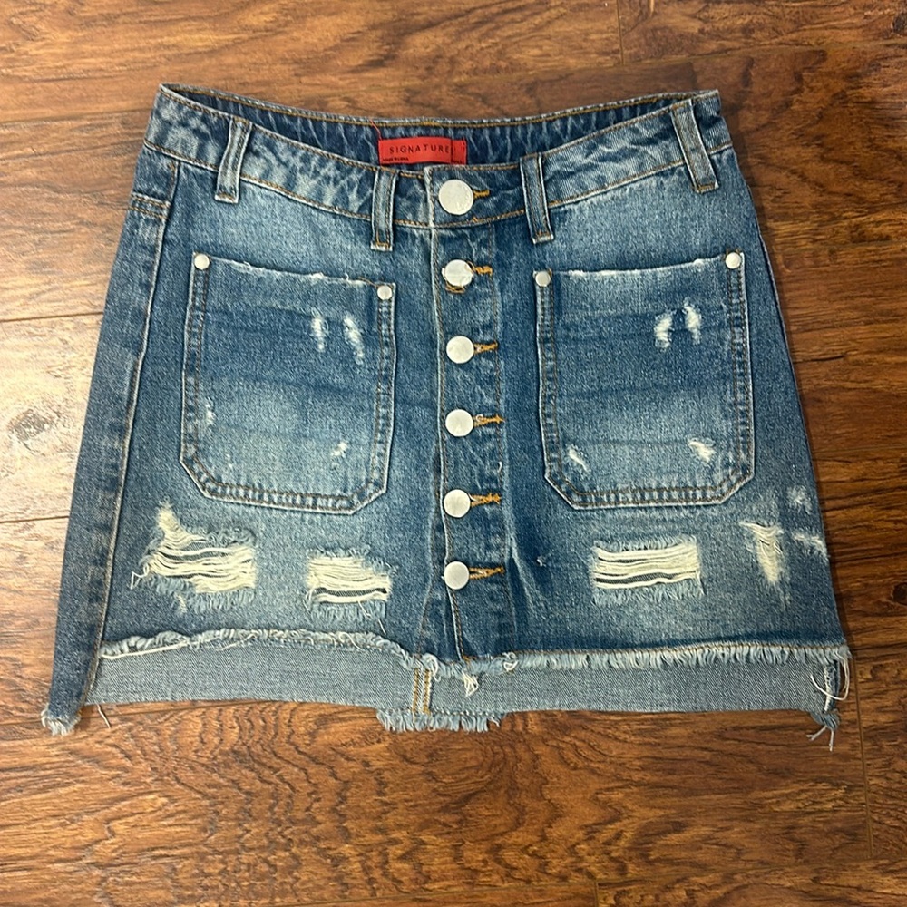 Denim button up skirt